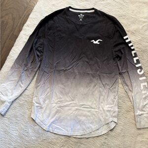 Hollister Black and Gray Long Sleeve Tee Gradient Design